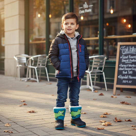 Children's Cute Cartoons Winter Hug Snow Boots - Dinausor