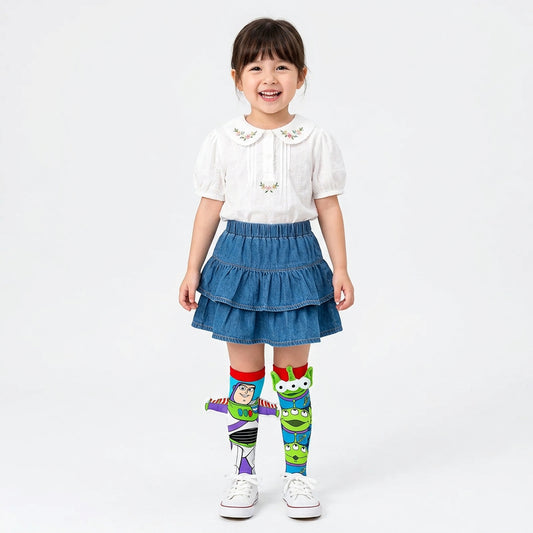 Toy Story Mismatched Knee-High Socks - Buzz Lightyear & Aliens