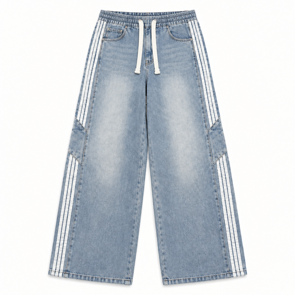 Men's Retro Washed Wide-Leg Denim Baggy Jeans