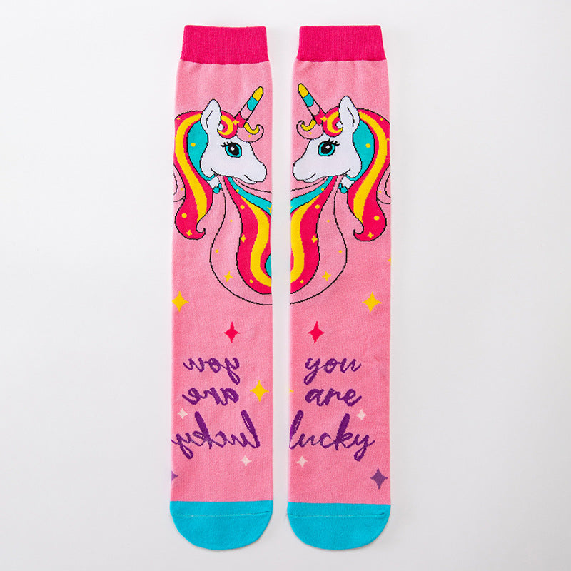 Adorable Children's Knee-High Unicorn Crazy Socks