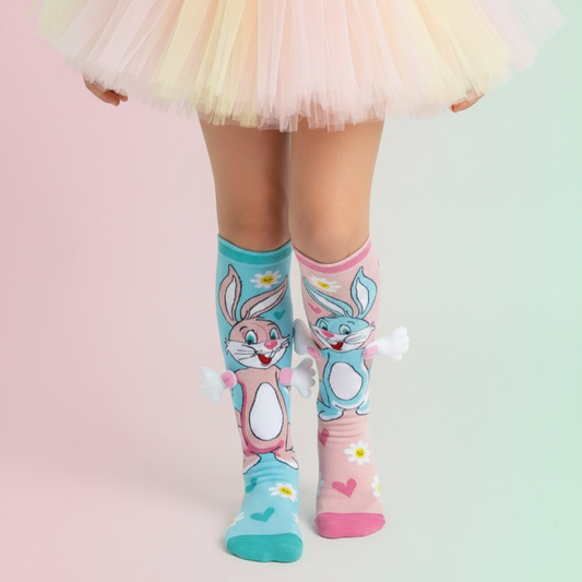 Bunny Children's Adorable Mismatched 3D Knee-High Crazy Socks