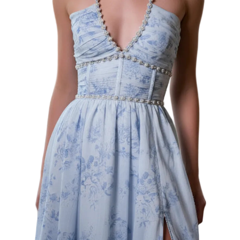 Roseate Gem Sexy Backless Maxi Dress.