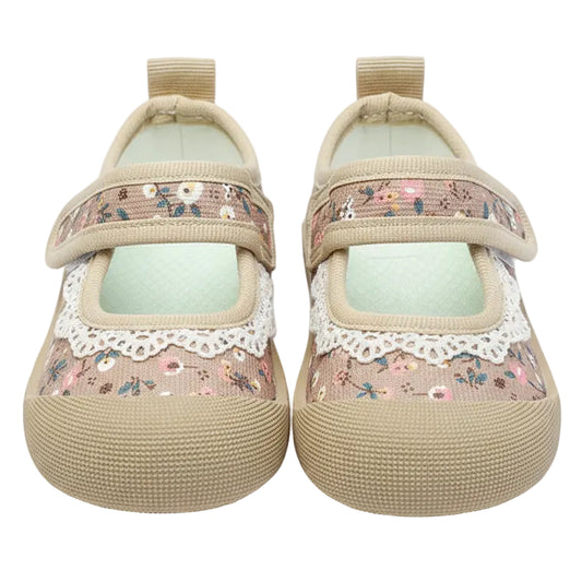 Gilr's Floral Canvas Mary Jane Shoes