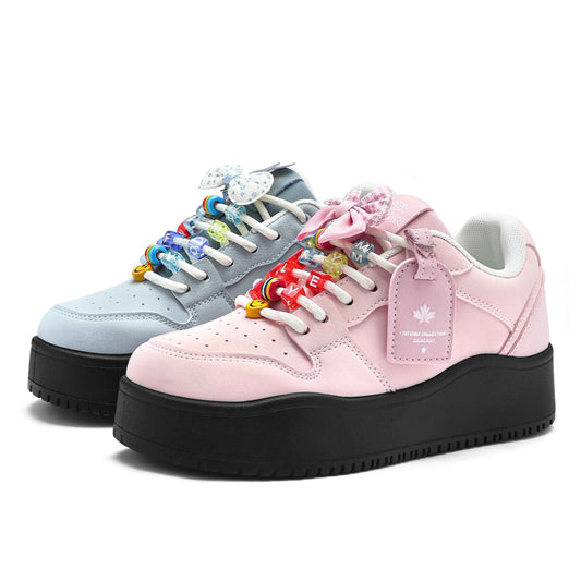 Crayon Shin-Chan Collaboration Mismatched Pastel Platform Sneakers