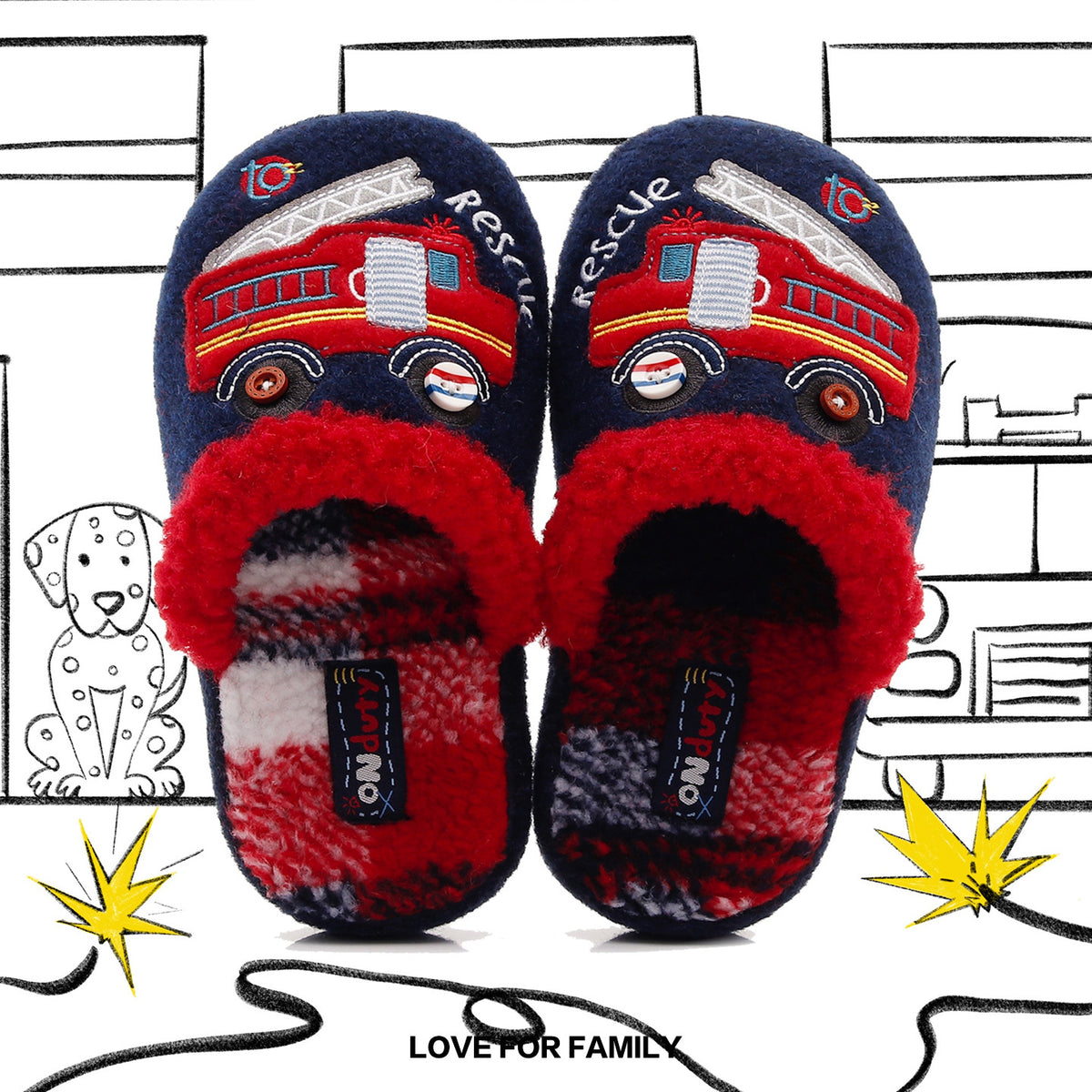 Children's Firefighter Rescue Closed-Toe Home Slippers