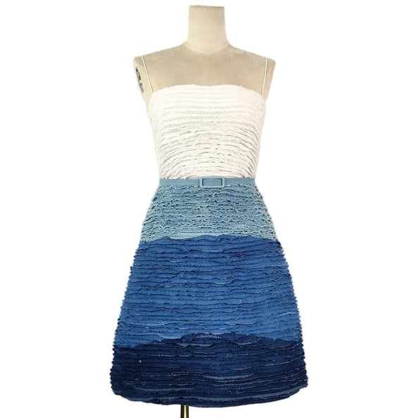 Ombré Denim Bandeau Mini Dress.