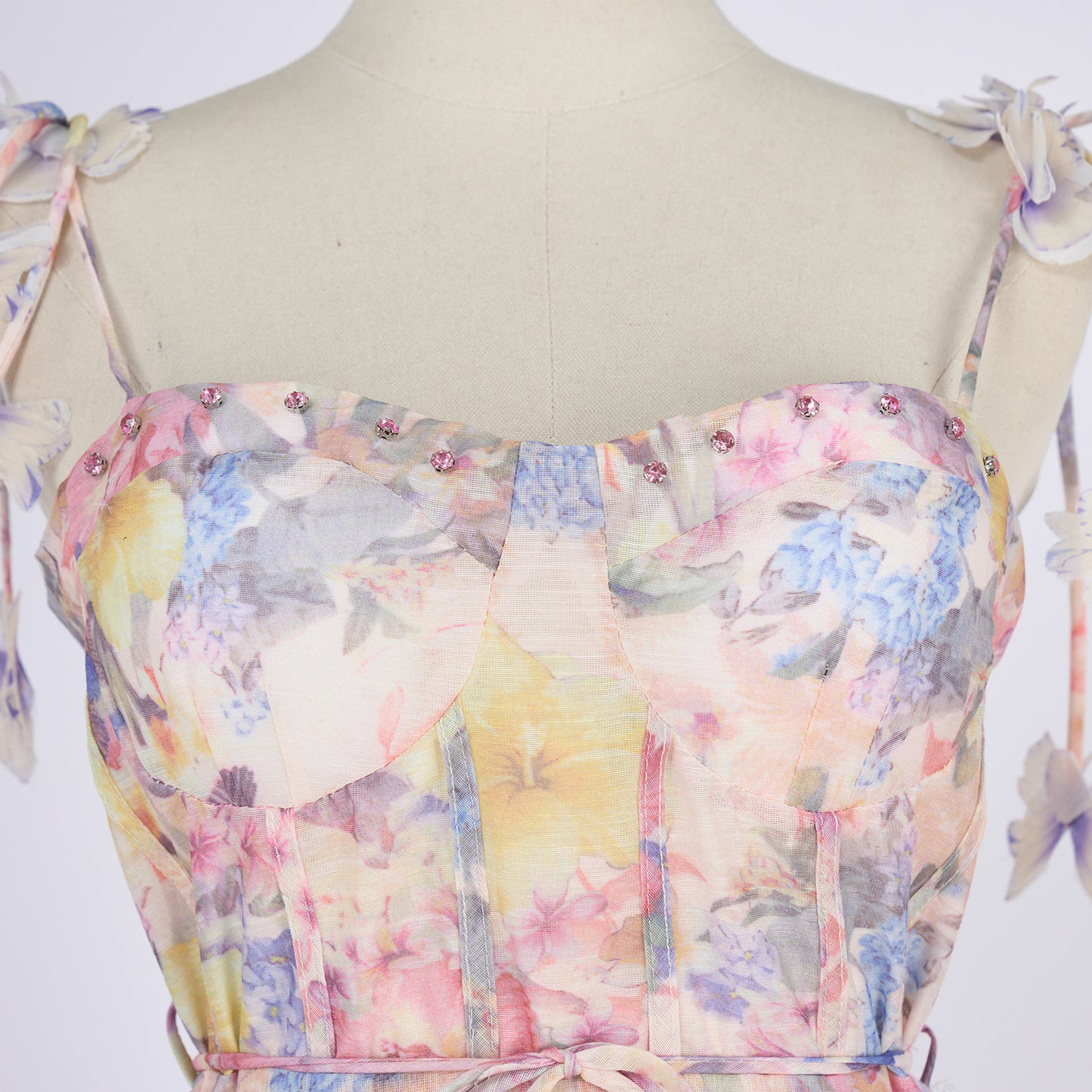 Fleur Embroidered Sweetheart Midi Dress