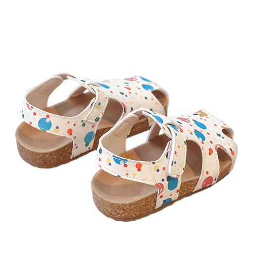 ZYLUS Happy Hops Girls Multi-Color Polka Dot Cork Sandals
