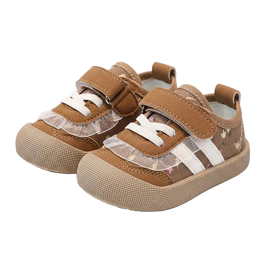 Girl's Secret Garden Soft-Soles First Step Sneakers - Biege