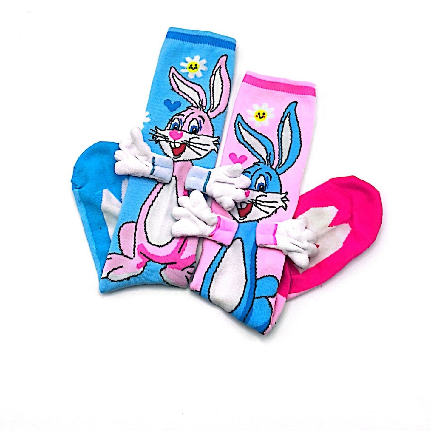 Bunny Children's Adorable Mismatched 3D Knee-High Crazy Socks