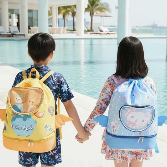 Cartoon Kids Large Waterproof Swim Bag with Footwear Compartment