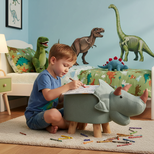 Smiling Triceratops Animal Children's Ottoman Footstool