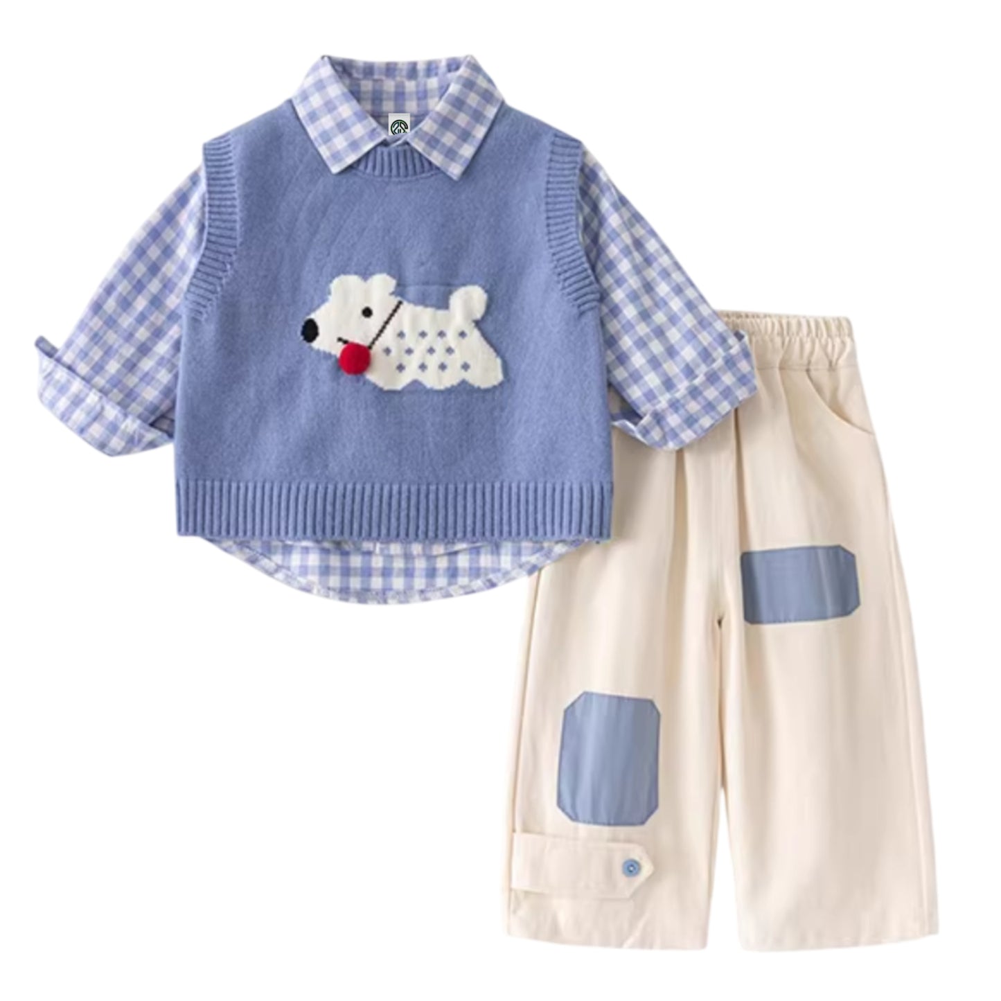 Boys Puppy Patch 3-Piece Outfit Set