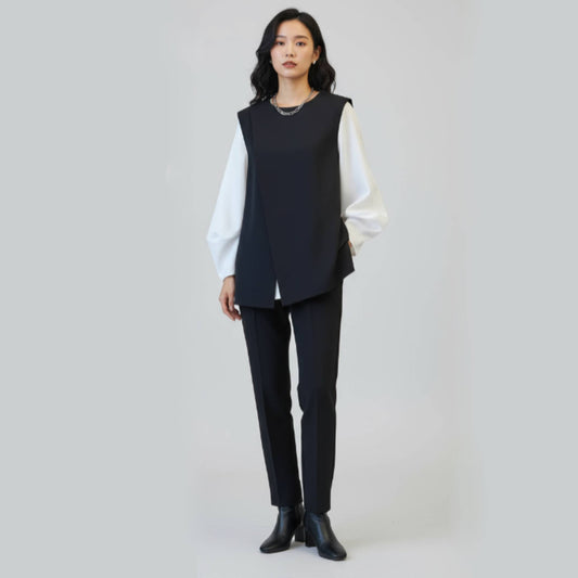 Women 2pcs Loose Long-Sleeved + Vest Top Set