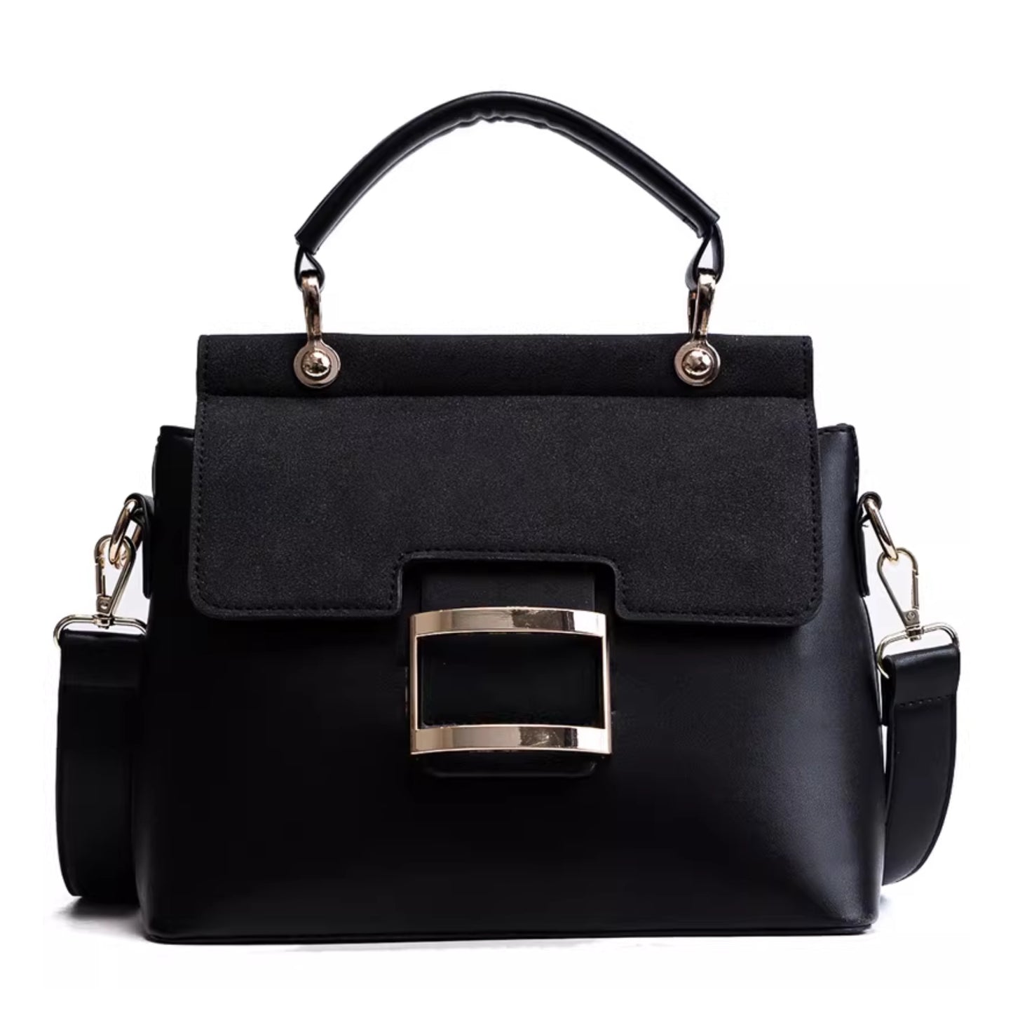 Buckle Frosted Medium Tote Shoulder Bag