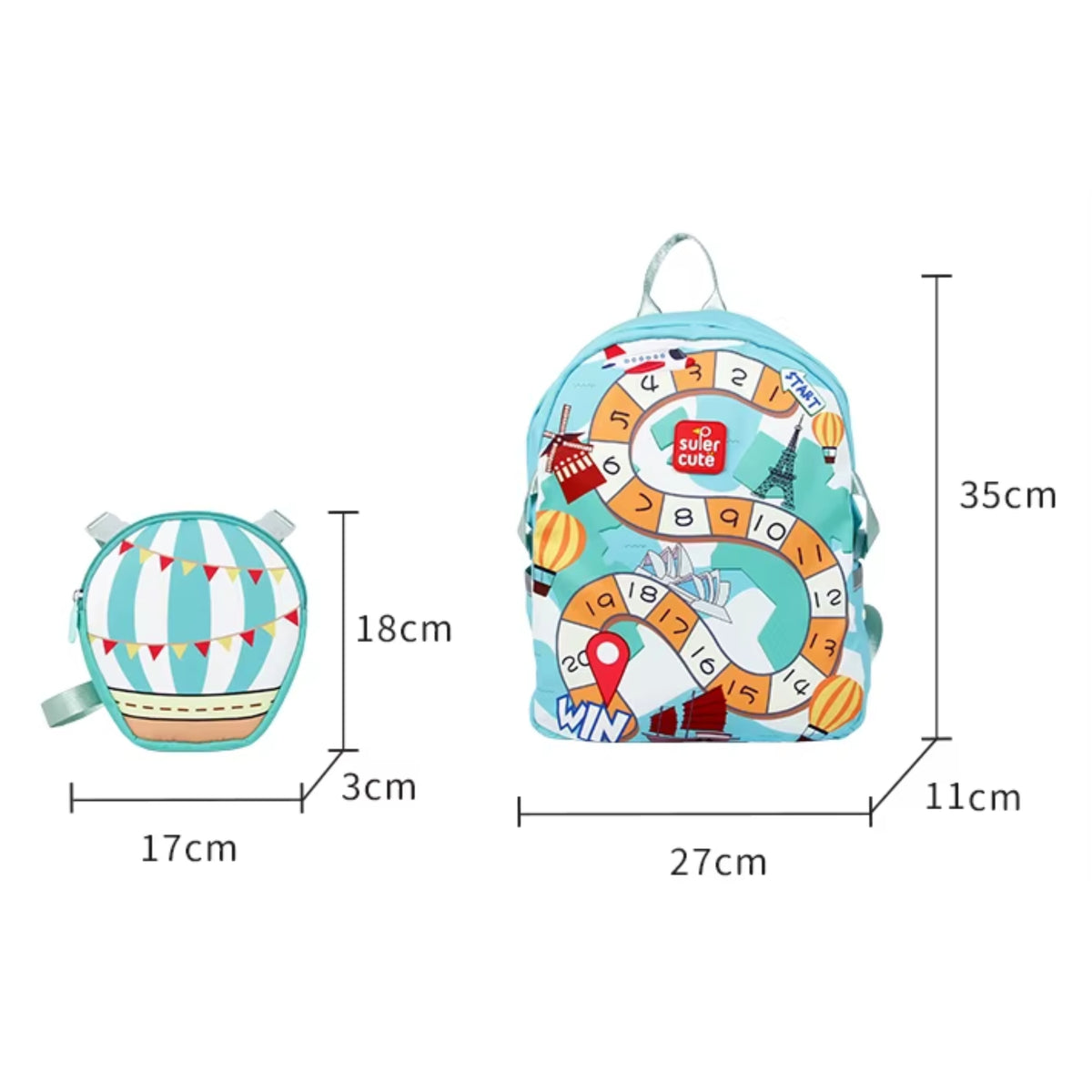 Supercute 2-in-1 Hot Air Balloon Kids Backpack with Detachable Crossbody Bag