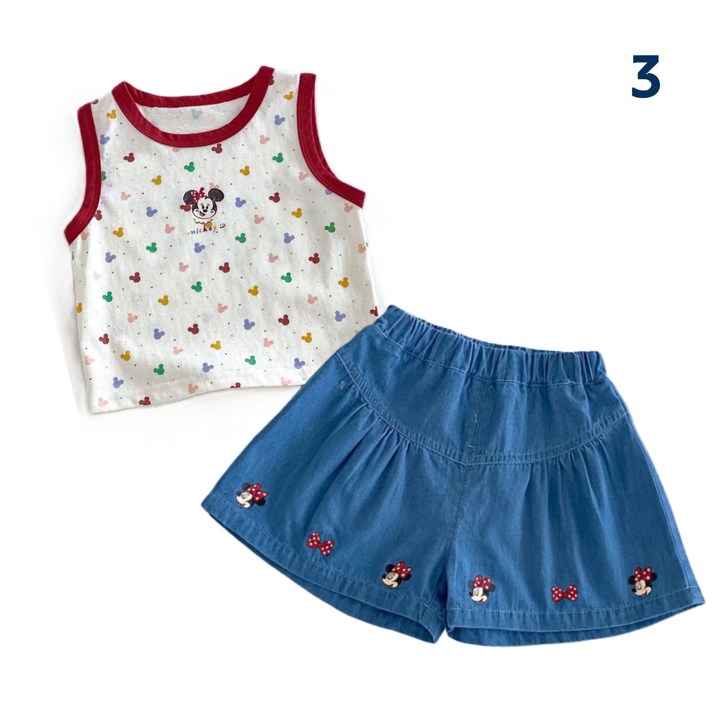 Minnie Mouse Girl's Denim Shorts Outfit Set