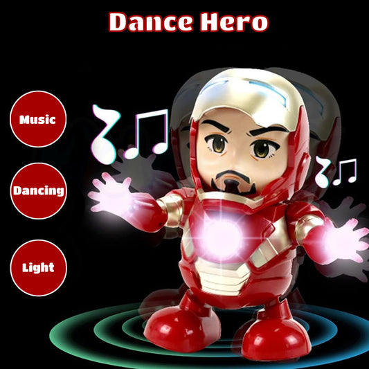 360 Degree Rotating Dance Hero Interactive Superhero Action Figure with Lights & Music