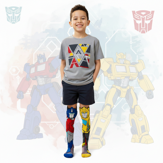 Transformers Optimus Prime & Bumblebee Mismatched Knee-High Crazy Socks