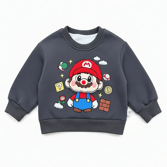 Super Mario 3D Applique Kids Pullover Sweatshirt