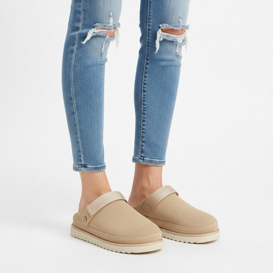 Women's Mulleus Cowhide Platform Sandals - Biege