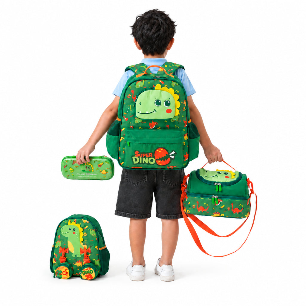 Supercute Super Dino School Backpack & Lunch Bag Set