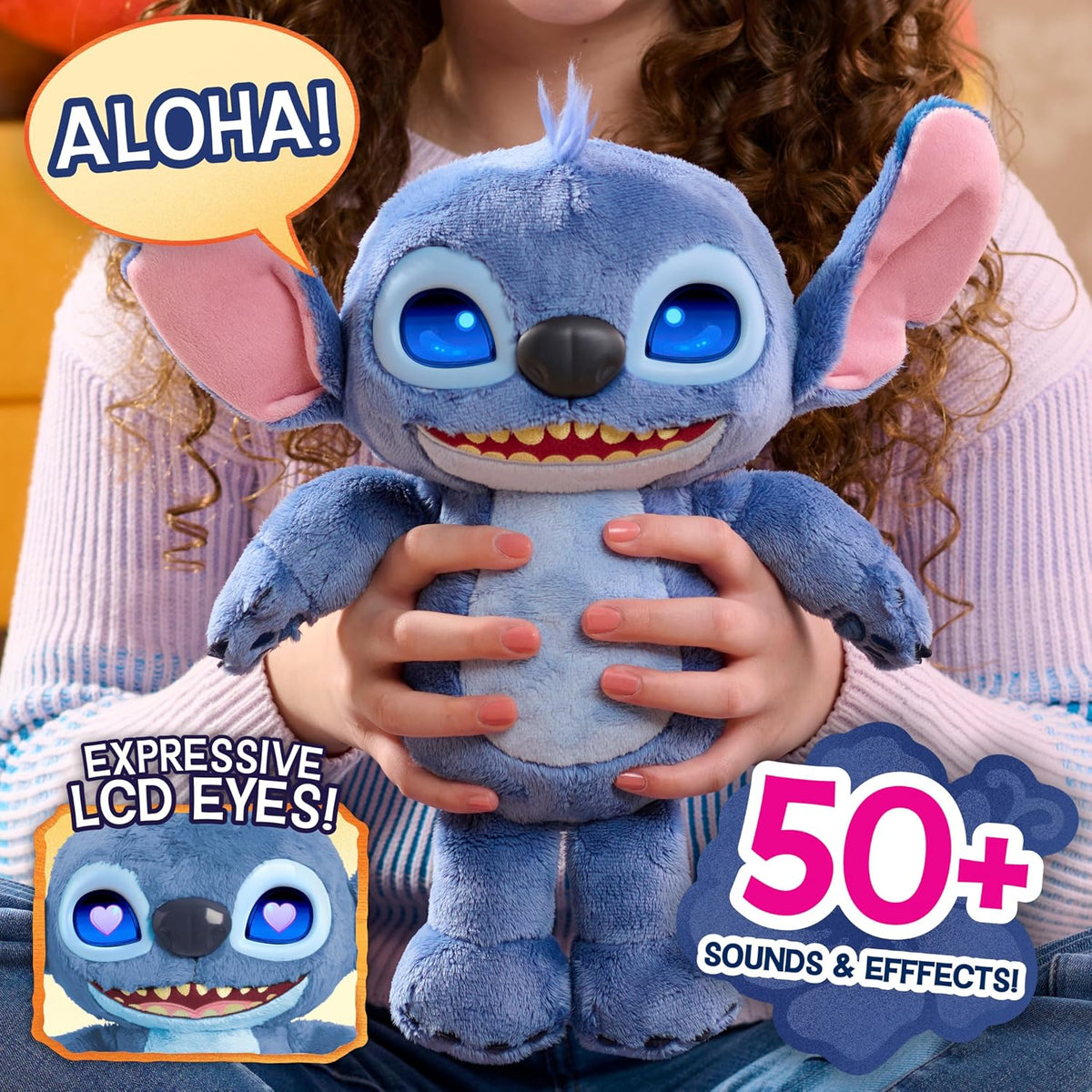 Just Play Disney Stitch Many Moods Interactive Plush with 50+ Sounds & Phrases