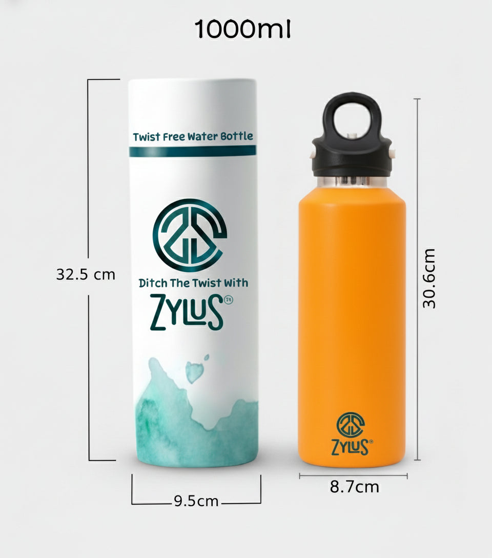 Stainless Steel Insulated Twist Free Water Bottle - 1 Liter