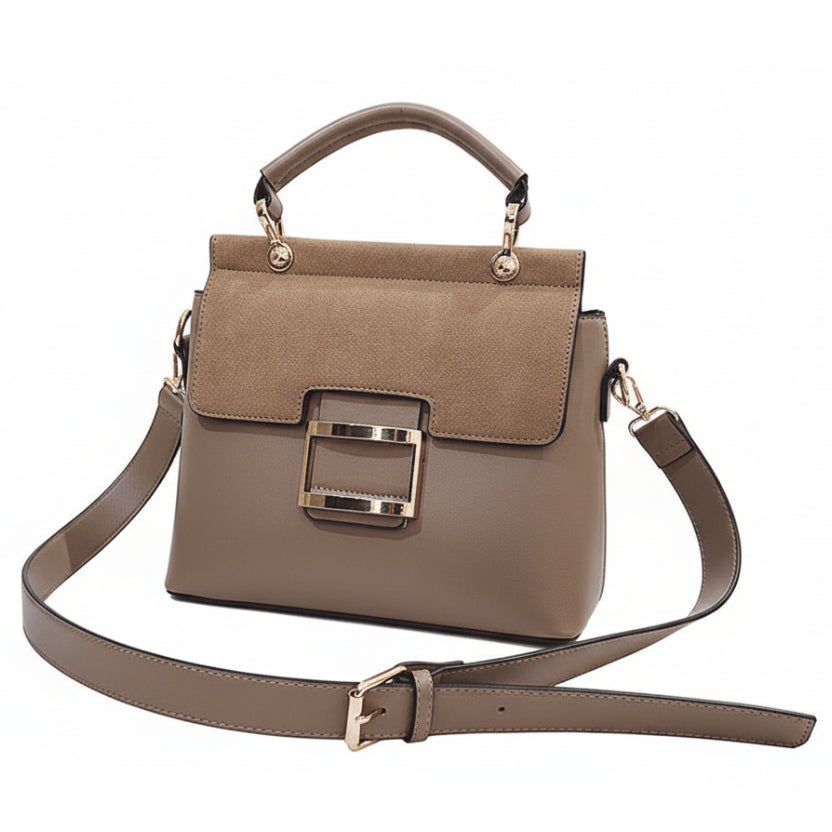 Buckle Frosted Medium Tote Shoulder Bag