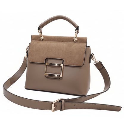 Buckle Frosted Medium Tote Shoulder Bag