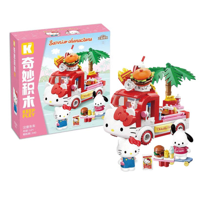 Keeppley Hello Kitty & Pochacco Fast Street Food Hamburger Truck Building Blocks Set