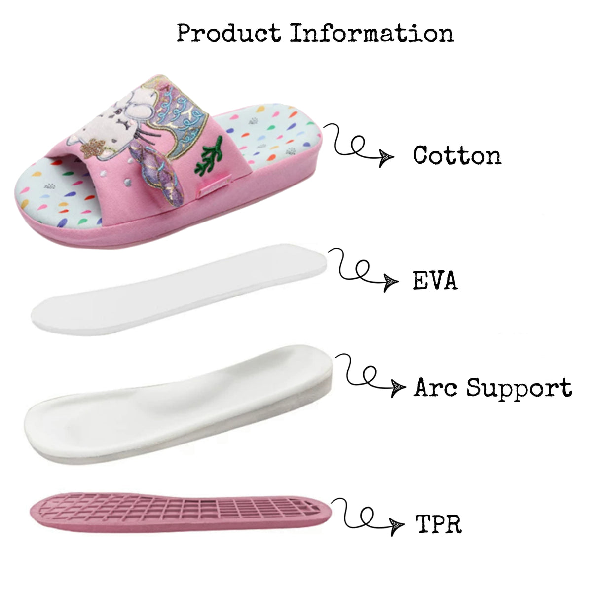 Children's Mermaid Cat Home Slippers