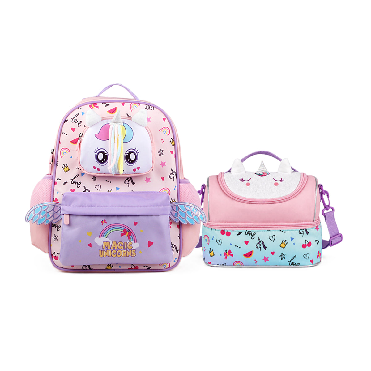 Supercute Magic Unicorn School Backpack & Lunch Bag Set