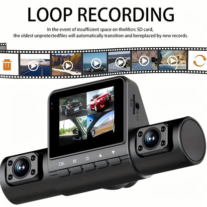 4-Channel Car Dashboard Camera With FHD 1080P Front And 720P Side And Rear, Night Vision, Loop Recording, And 24-Hour Parking Surveillance