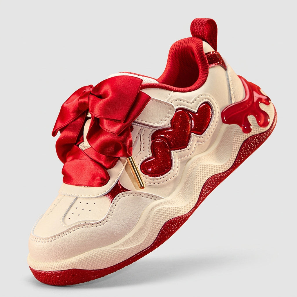 Balabala Girls' Satin Bow Low-Top Casual Kids Sneakers