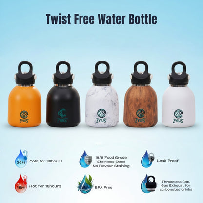 Kids Stainless Steel Insulated Twist Free Water Bottle - 400ml
