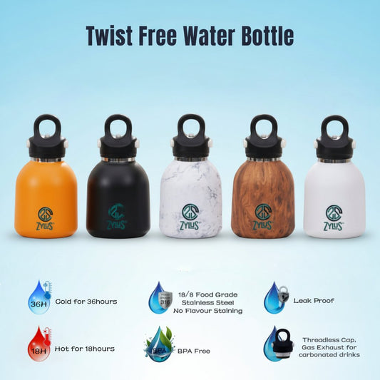 Kids Stainless Steel Insulated Twist Free Water Bottle - 400ml