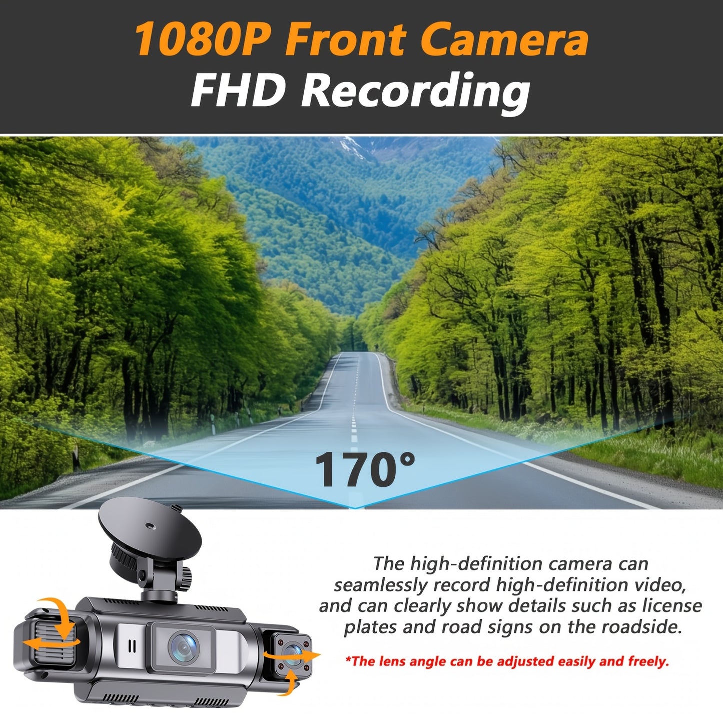 4-Channel Car Dash Camera with 1080P Front And 720P Left/Inside Right Rear DVR, Featuring Night Vision, Loop Recording, And 24-Hour Parking Monitoring for Vehicle Additions