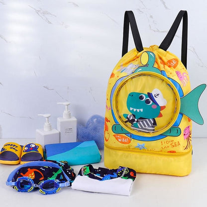 Children's Waterproof Thick Large Capacity Swimming Backpack with Footwear Compartment