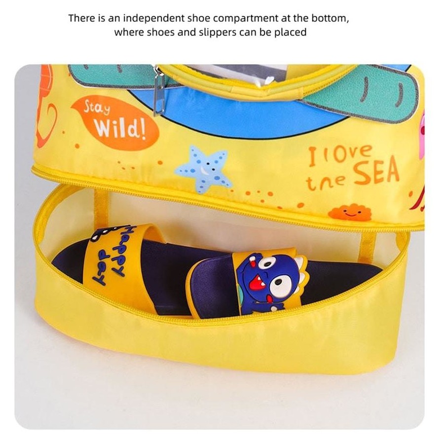 Children's Waterproof Thick Large Capacity Swimming Backpack with Footwear Compartment
