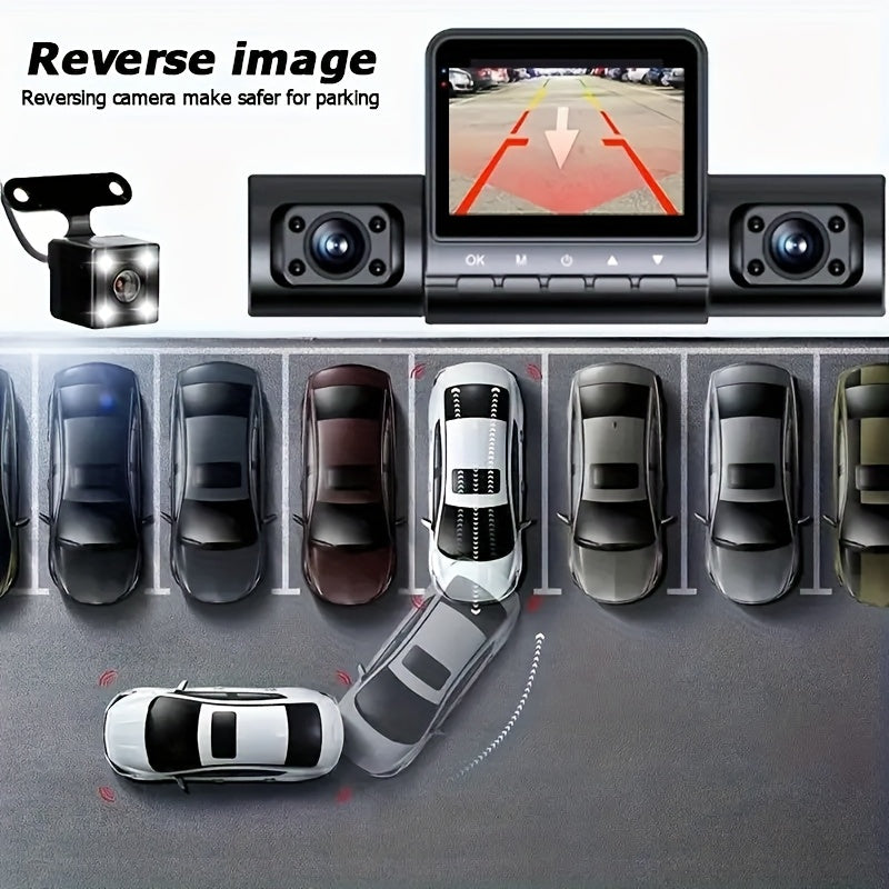 4-Channel Car Dashboard Camera With FHD 1080P Front And 720P Side And Rear, Night Vision, Loop Recording, And 24-Hour Parking Surveillance