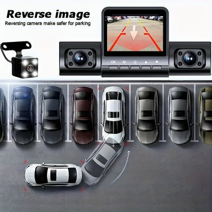 4-Channel Car Dashboard Camera With FHD 1080P Front And 720P Side And Rear, Night Vision, Loop Recording, And 24-Hour Parking Surveillance