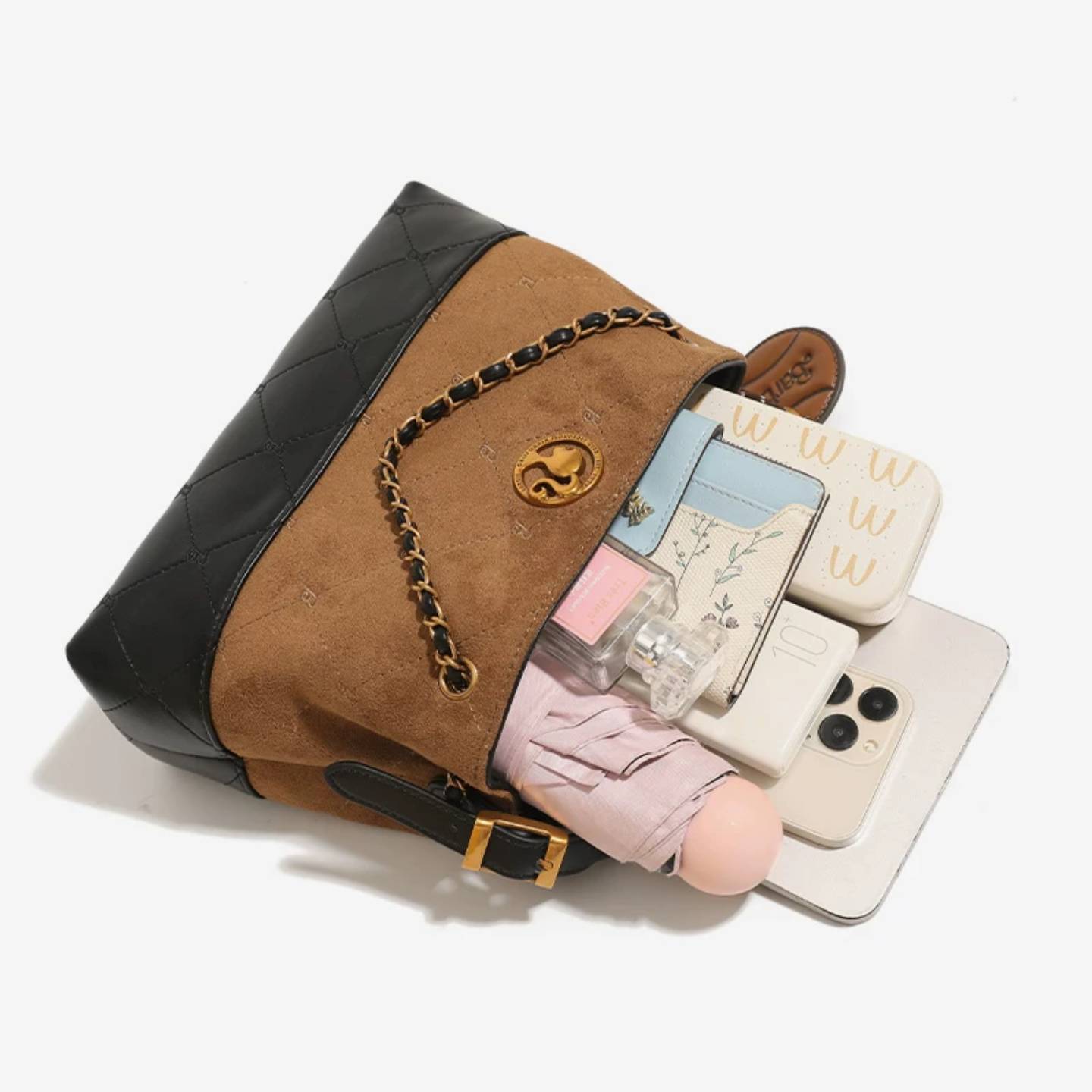 Barbie | Quilted Suede Bucket Bag