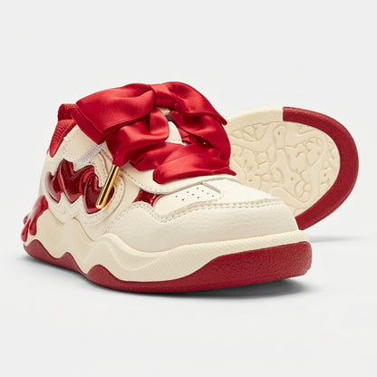 Balabala Girls' Satin Bow Low-Top Casual Kids Sneakers
