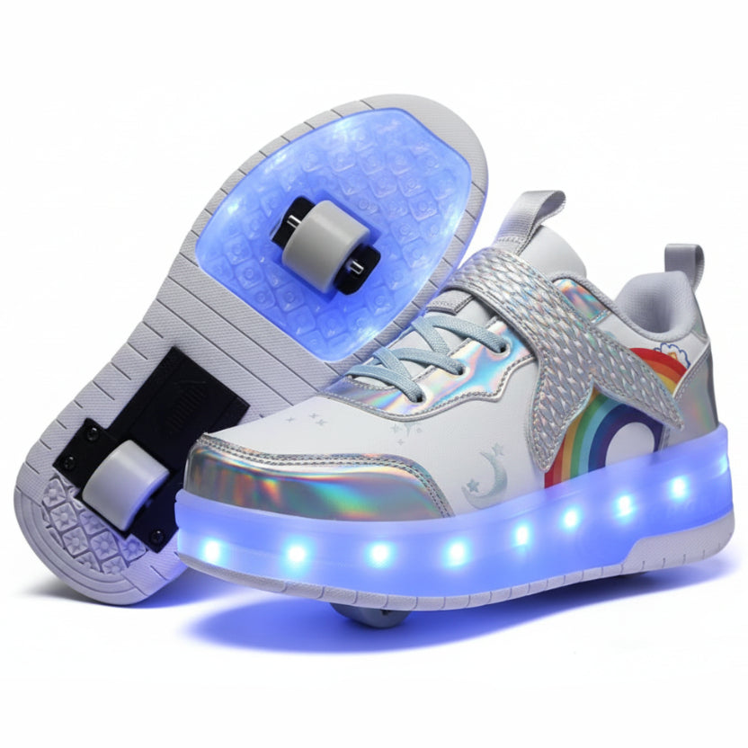 Kids Magical Light Up 2-in-1 Roller Skate Sneakers - Purple