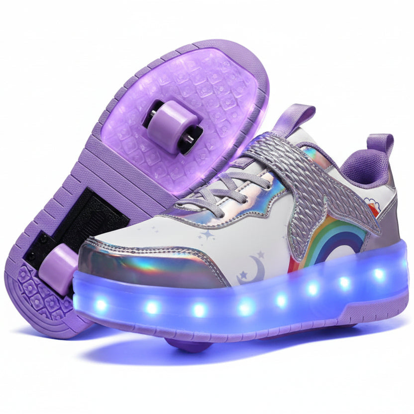Kids Magical Light Up 2-in-1 Roller Skate Sneakers - Purple