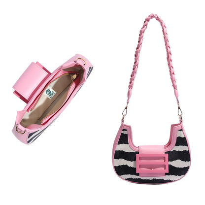 ZYLUS Women's Zebra Print Crescent Shoulder Bag