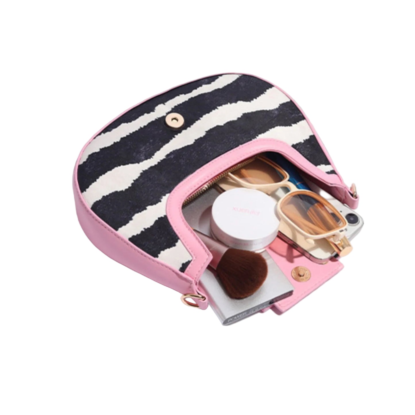 ZYLUS Women's Zebra Print Crescent Shoulder Bag