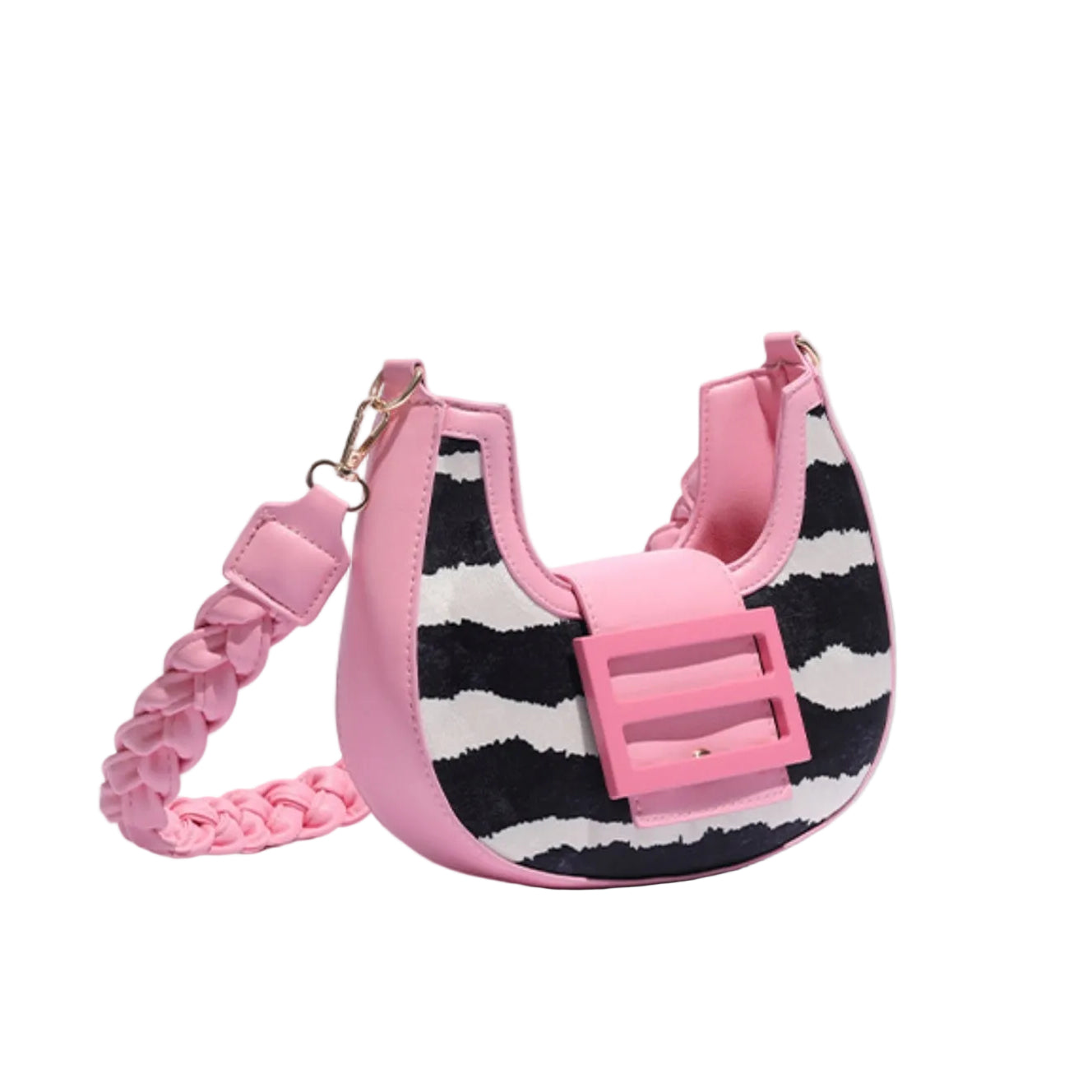 ZYLUS Women's Zebra Print Crescent Shoulder Bag