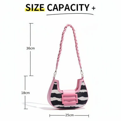 ZYLUS Women's Zebra Print Crescent Shoulder Bag